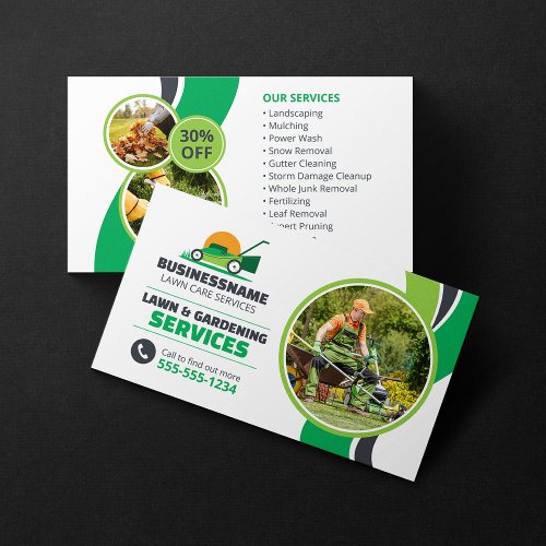 Lawn Care Grass Mowing Mulching Yard Landscaping Business Card