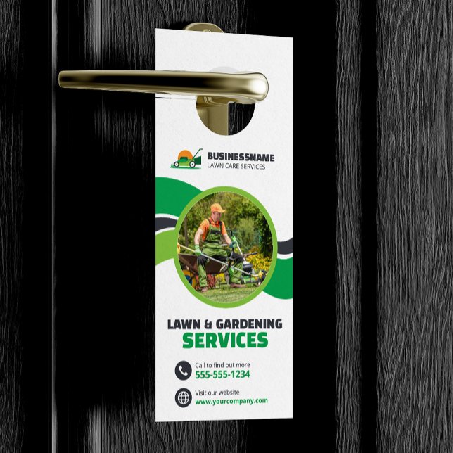 Lawn Care Grass Mowing Mulching Yard Landscaping Door Hanger (Creator Uploaded)