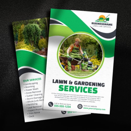 Lawn Care Grass Mowing Mulching Yard Landscaping Flyer