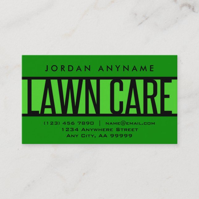 Lawn Care Green Business Card (Front)
