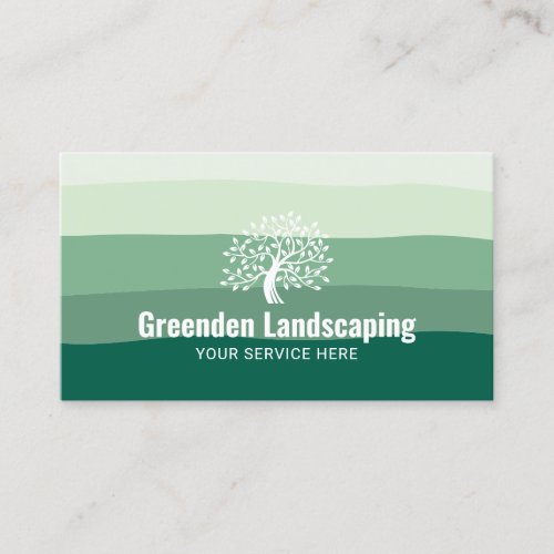 Lawn Care Green Shades Tree Logo Landscaping Business Card