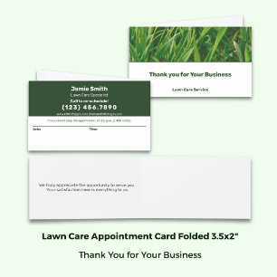 Lawn Care Green White Combined Thank You & Appointment Card