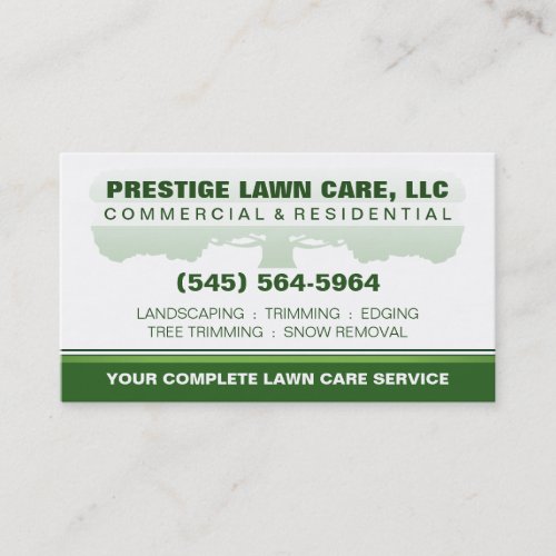 Lawn Care Green  White Custom Template Business Card