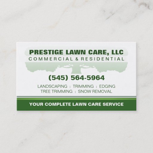 Customizable Lawn Care Green & White Custom Template Business Card