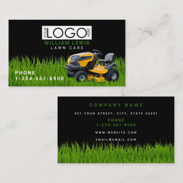 Lawn Care Landscape Grass Mowing Business Logo Card (Front/Back)