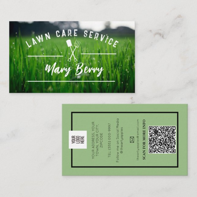 Lawn Care & landscape Landscaping Service Logo  Business Card (Front/Back)