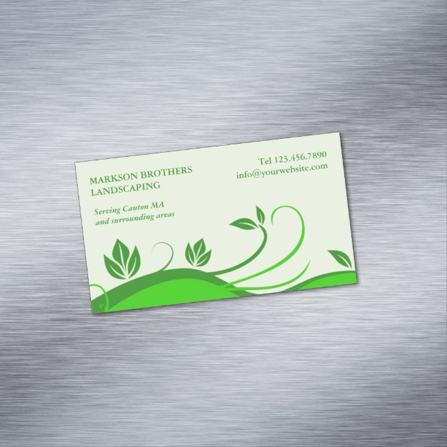 Lawn Care Landscaper Business Card Magnet (In Situ)