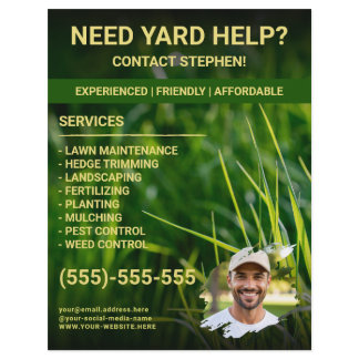 Lawn Care Landscaper Custom Photo Template Flyer