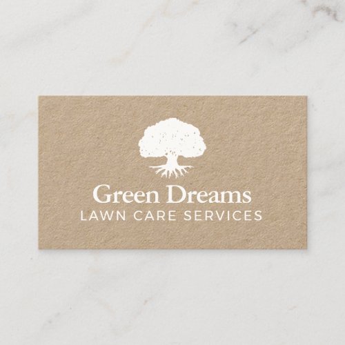 Lawn Care Landscaper Rooted Tree Kraft Business Card