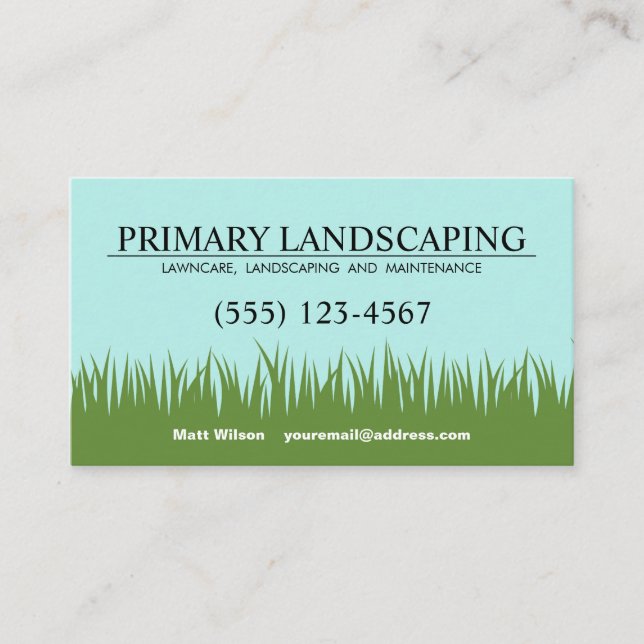 Lawn Care Landscaper Service Grass Business Card (Front)