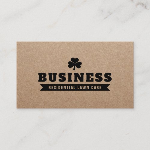 Lawn Care  Landscaping Clover Logo Rustic Kraft Business Card