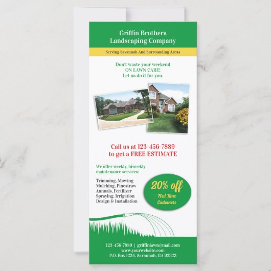 Lawn Care Landscaping Flyer Rack Card (Front)