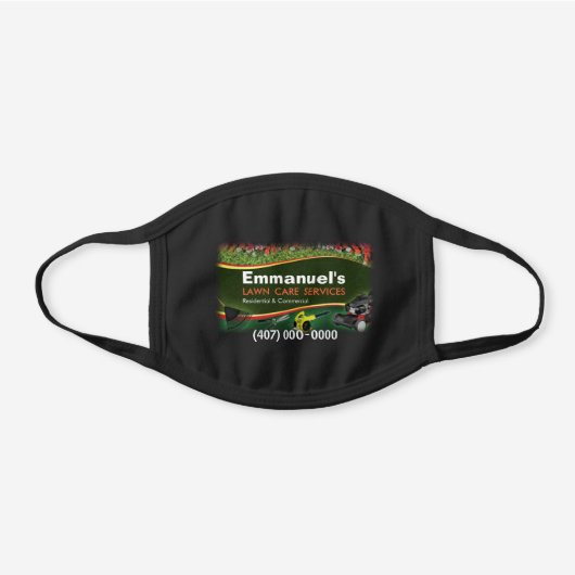 Lawn Care Landscaping Grass Cutting Black Cotton Face Mask (Front)