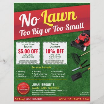 Lawn Care Landscaping Grass Cutting Flyer 8.5 X 11 by WhizCreations at Zazzle