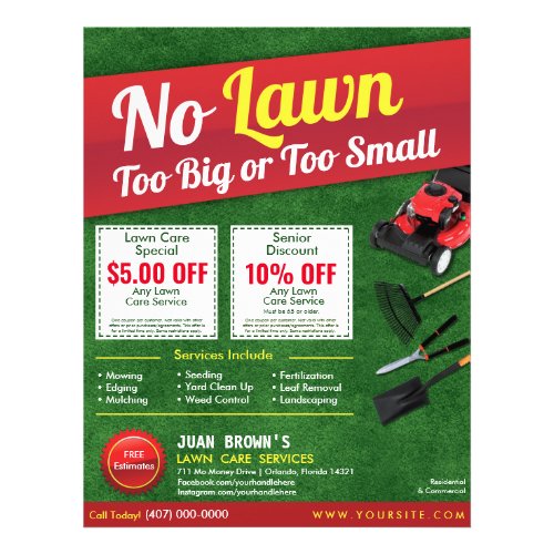 Lawn Care Landscaping Grass Cutting Flyer 85 x 11
