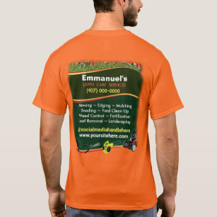 Lawn Care Landscaping Grass Cutting Orange T-Shirt