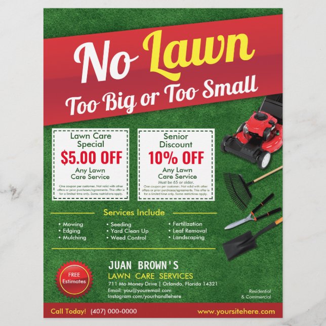 Lawn Care Landscaping Grass Cutting Template Flyer (Front)