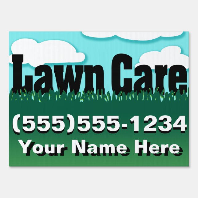 Lawn Care. Landscaping. Grass Mowing. Advertising Yard Sign (Front)