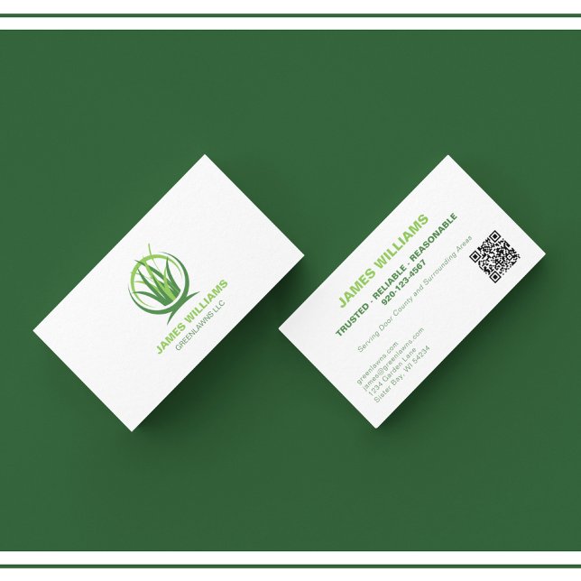 Lawn Care Landscaping Grass QR Code Business Card (Creator Uploaded)