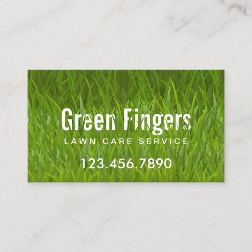 Lawn Care  Landscaping Green Grass Bold Text Business Card