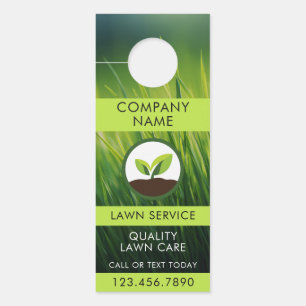 Lawn Care Landscaping Leaf Icon QR Code Door Hanger