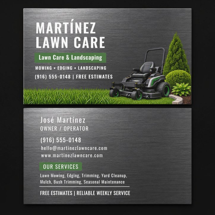 Lawn Care Landscaping Metallic Professional Business Card