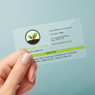 Lawn Care Landscaping Modern Professional Services Clear Business Cards