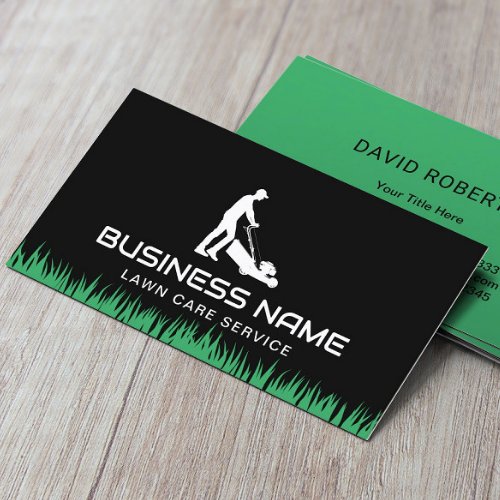 Lawn Care  Landscaping Mower Minimalist Black Business Card
