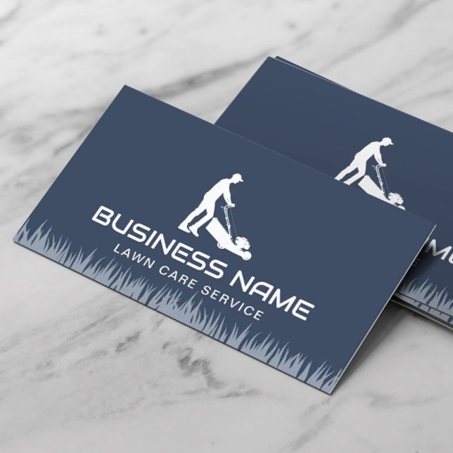 Lawn Care & Landscaping Mower Minimalist Navy Blue Business Card (Creator Uploaded)