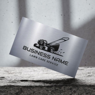 Lawn Care & Landscaping Mower Professional Metal Business Card