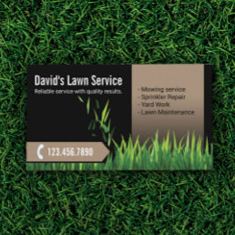 Lawn Care Landscaping Mowing Black &amp; Beige Business Card