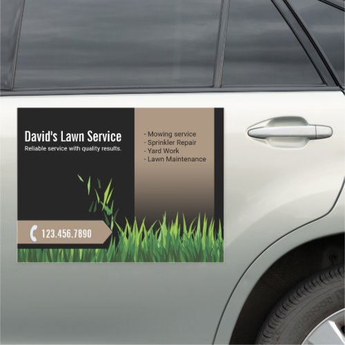 Lawn Care Landscaping Mowing Black  Beige Car Magnet