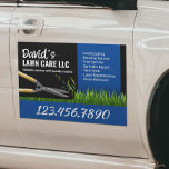 Lawn Care Landscaping Mowing Black &amp; Blue Car Magnet at Zazzle