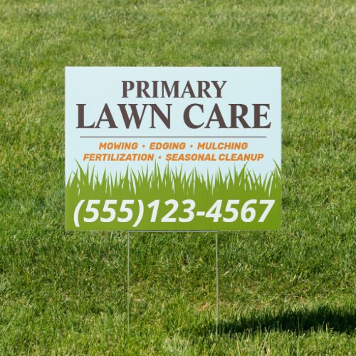 Lawn Care Landscaping Mowing  Business Card Sign
