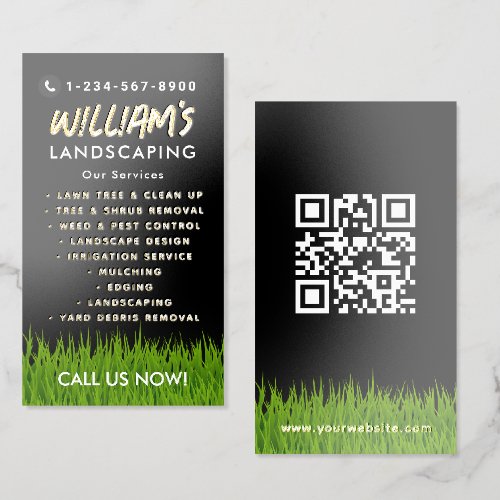 Lawn Care Landscaping Mowing Cutting Services Gold Foil Business Cards