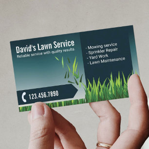 Lawn Care Landscaping Mowing Elegant Teal Business Card