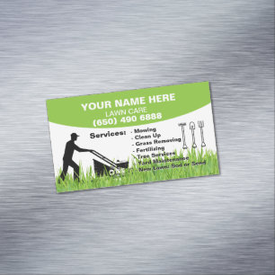 Lawn Care Landscaping Mowing Grass Service Business Card Magnet