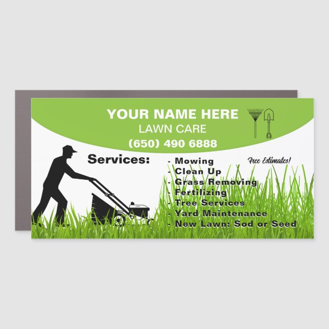 Lawn Care Landscaping Mowing Grass Service Car Magnet (Front)