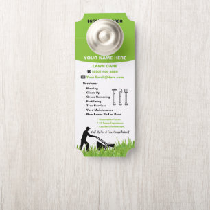 Lawn Care Landscaping Mowing Grass Service Door Hanger