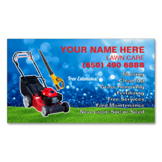 Lawn Care Landscaping Mowing Grass Template Business Card Magnet