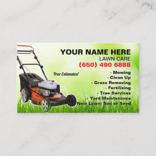 Lawn Care Landscaping Mowing Grass Tree Service Business Card