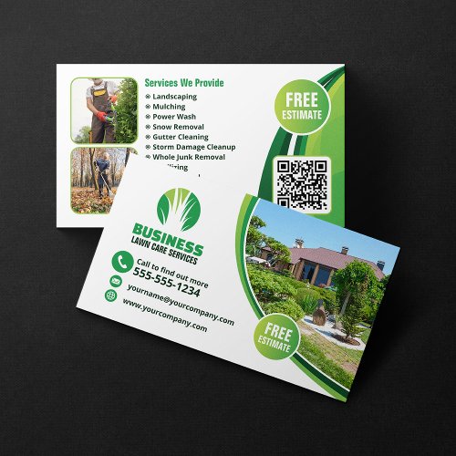 Lawn Care Landscaping Mowing Grass Tree Service Business Card