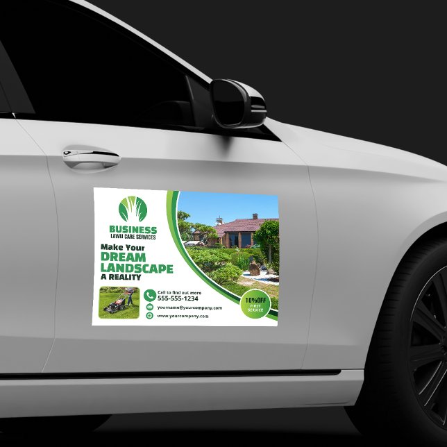 Lawn Care Landscaping Mowing Grass Tree Service Car Magnet (Creator Uploaded)