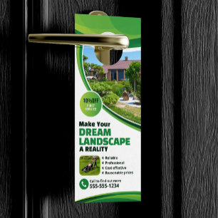 Lawn Care Landscaping Mowing Grass Tree Service Door Hanger