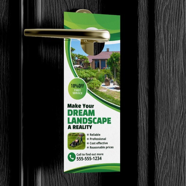Lawn Care Landscaping Mowing Grass Tree Service Door Hanger (Creator Uploaded)