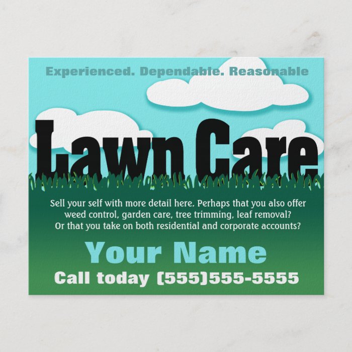 Lawn Care. Landscaping. Mowing. Marketing flyer