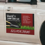 Lawn Care Landscaping Mowing Service Black & Red Car Magnet<br><div class="desc">Professional Mowing Gardening Lawn Care Service Car Magnets.</div>