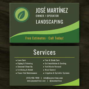 Lawn Care Landscaping Mowing Service Business Card
