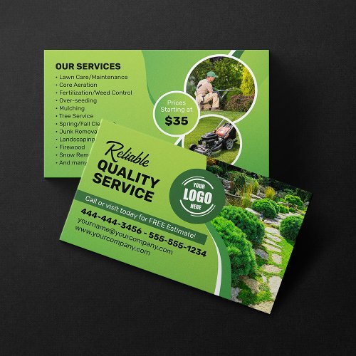 Lawn Care Landscaping Mowing Snow Removal Trimming Business Card