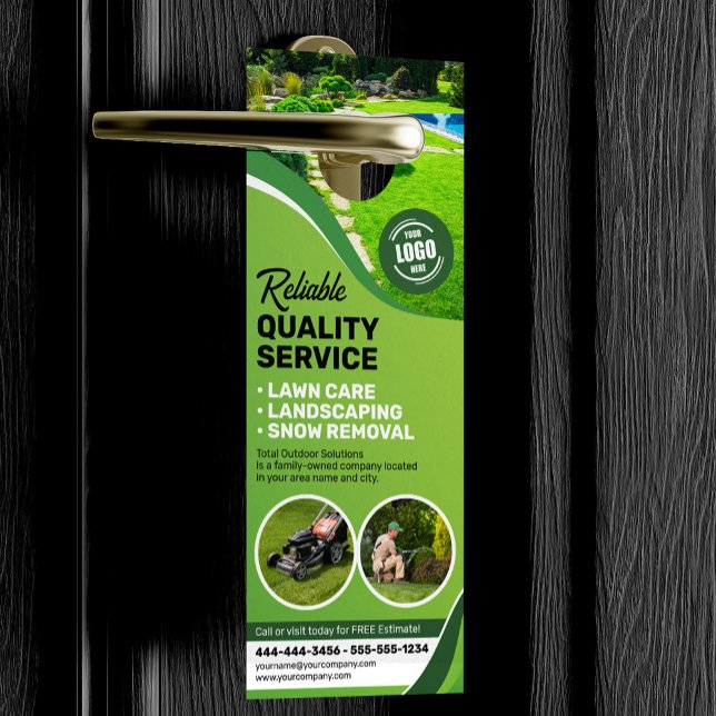 Lawn Care Landscaping Mowing Snow Removal Trimming Door Hanger (Creator Uploaded)